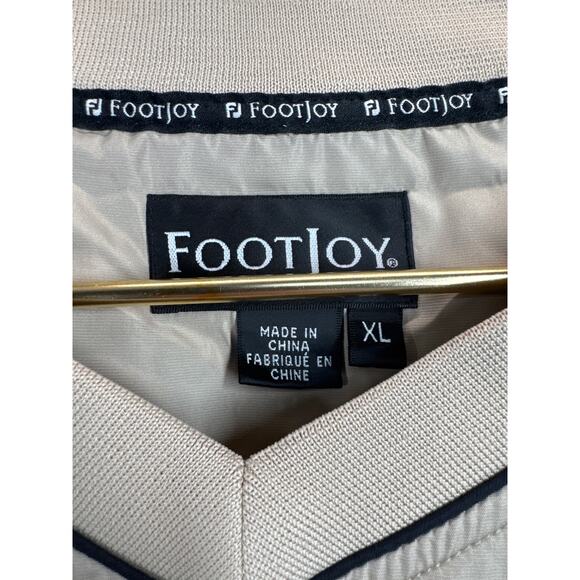 Footjoy Windbreaker Jacket Mens Beige Golf V Neck Classic Pullover Size XL - Picture 3 of 4